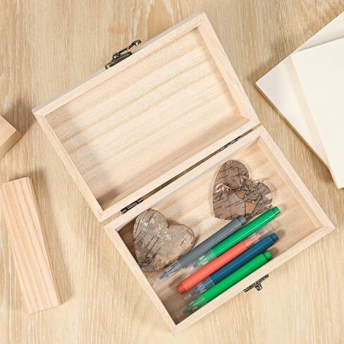 8 حزمة غير مكتملة صندوق خشبي 6 "× 4" × 2 "مربعات مجوهرات تخزين DIY صناديق تذكار صغيرة للحرف اليدوية in Kuwait