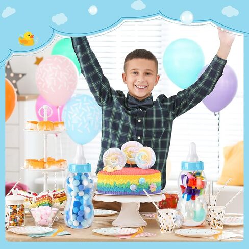 Tessco for you 2 Pcs Large Baby Milk Bottle Fillable Baby Shower 11 x 4 Inch Piggy Bank Plastic Container for Game and Gender Reveal Celebrations Party Favor Gift Decor (White) in Kuwait