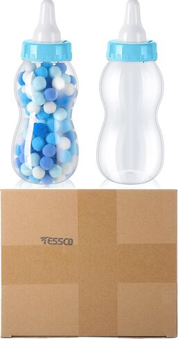 Tessco for you 2 Pcs Large Baby Milk Bottle Fillable Baby Shower 11 x 4 Inch Piggy Bank Plastic Container for Game and Gender Reveal Celebrations Party Favor Gift Decor (White) in Kuwait