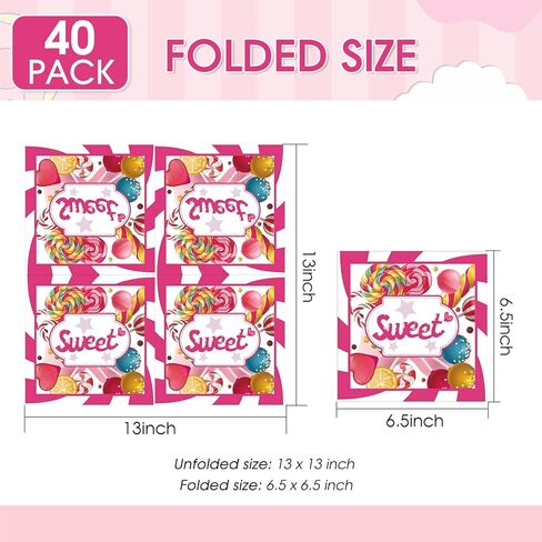 40 Pieces Pink And Green Party Napkins Princess Birthday Party Decorations for Single Party, Galentine's Day, Graduation, Child Witch Princess Birthday Supplies6.5x6.5In in Saudi Arabia