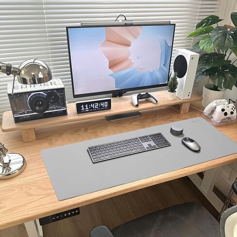 Leather Desk Mat Mouse Pad Large Non-Slip Surface Office Home Desk Accessories Supplies Decor for Keyboard Computer Laptop Writing Table Protector (Light Gray) in Saudi Arabia