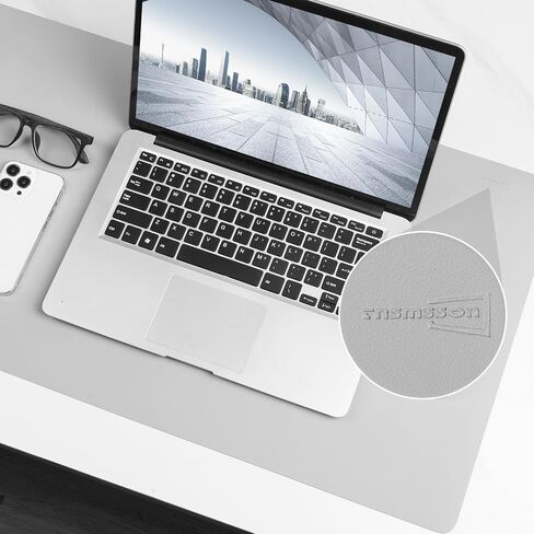 Leather Desk Mat Mouse Pad Large Non-Slip Surface Office Home Desk Accessories Supplies Decor for Keyboard Computer Laptop Writing Table Protector (Light Gray) in Saudi Arabia