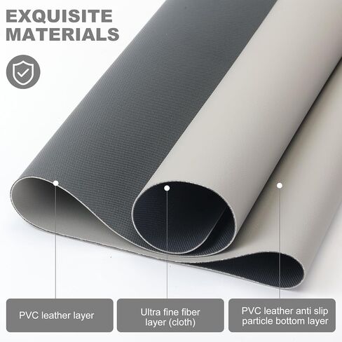 Leather Desk Mat Mouse Pad Large Non-Slip Surface Office Home Desk Accessories Supplies Decor for Keyboard Computer Laptop Writing Table Protector (Light Gray) in Saudi Arabia
