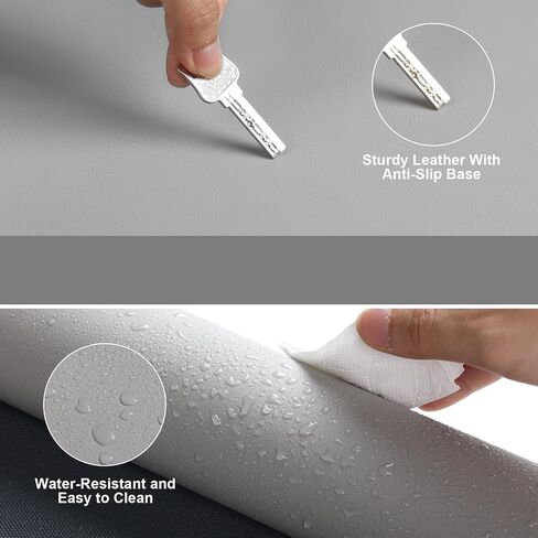 Leather Desk Mat Mouse Pad Large Non-Slip Surface Office Home Desk Accessories Supplies Decor for Keyboard Computer Laptop Writing Table Protector (Light Gray) in Saudi Arabia