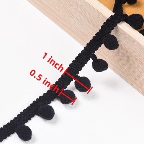 10 Yards Pom Pom Trim, 1" Wide Ball Fringe Trim Soft Pompom Fringed Ribbon for Home Decoration Pillow Curtain Bag Clothes Sewing Accessories DIY Crafts (Navy Blue) in Kuwait