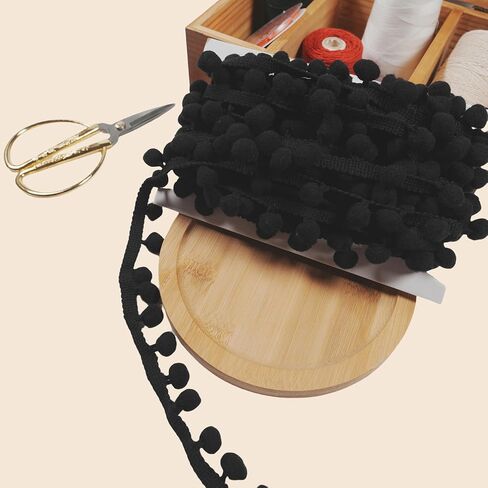 10 Yards Pom Pom Trim, 1" Wide Ball Fringe Trim Soft Pompom Fringed Ribbon for Home Decoration Pillow Curtain Bag Clothes Sewing Accessories DIY Crafts (Navy Blue) in Kuwait