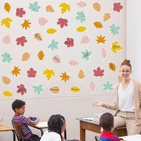 Pajean 60 PCS Boho Fall Decorations for Classroom Autumn Leaves Cetouts Boho Maple Leaf Bulletin Decord Decord Decoration Decoration for Classhor Office Fall Attriciving Party Decor in Kuwait