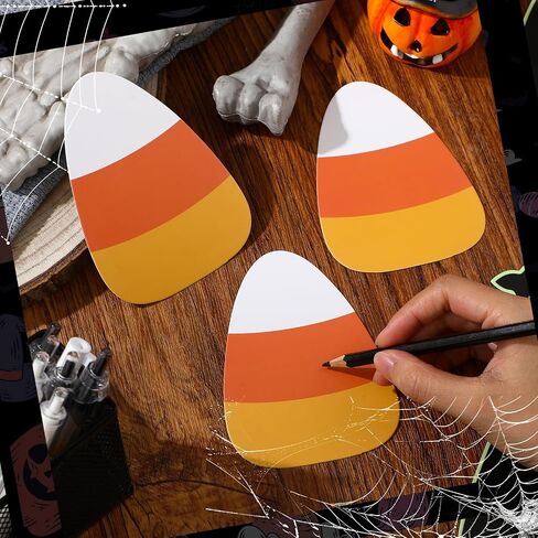 100 Pcs Halloween Candy Corn Paper Cutouts Classic Design 4 Inch DIY Craft Decoration Set Halloween Corn Bulletin Board Cutout for Fall DIY Art Wall Craft Home Parties Festive Projects in Saudi Arabia