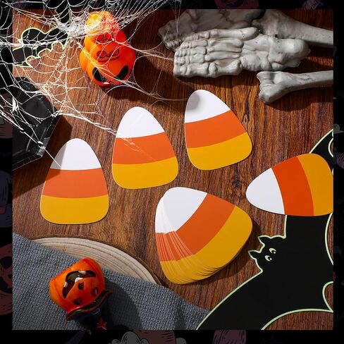 100 Pcs Halloween Candy Corn Paper Cutouts Classic Design 4 Inch DIY Craft Decoration Set Halloween Corn Bulletin Board Cutout for Fall DIY Art Wall Craft Home Parties Festive Projects in Saudi Arabia