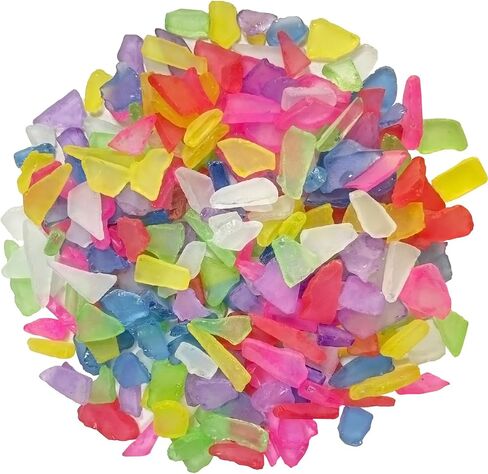 Crushed Sea Glass for Craft, 14Oz/400G Coastal Decor for Beach Wedding & Home, Frosted Flat Glass in Blue, White & Green in Saudi Arabia