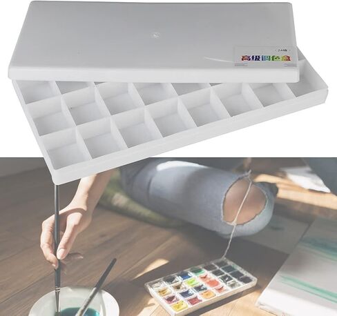 Watercolor Palette Box, Watercolor Paint Tray Acrylic Painting Mixing Palette Case for Gouache Acrylic Oil Paint (24-Grid) in Saudi Arabia