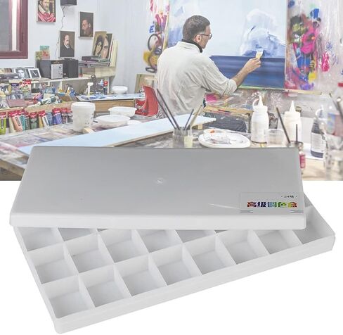 Watercolor Palette Box, Watercolor Paint Tray Acrylic Painting Mixing Palette Case for Gouache Acrylic Oil Paint (24-Grid) in Saudi Arabia