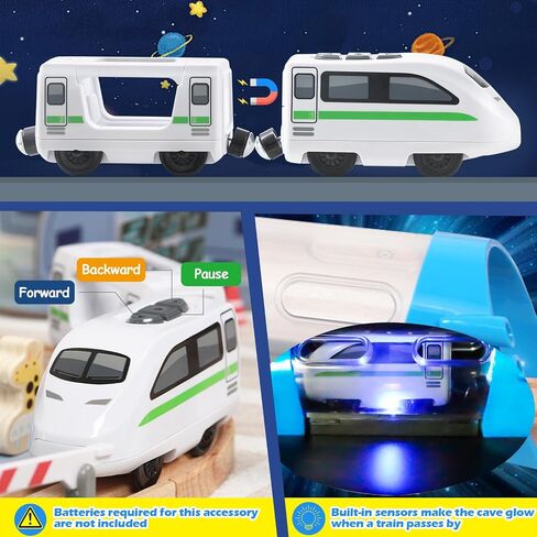 82 Pcs Wooden Train Set for Toddlers, Magnetic Train with Track for Kids Ages 3-6, Compatiable with Major Brands, Space Railway Playset Gifts for Boys and Girls Ages 3+ in Kuwait