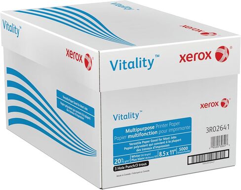 Xerox 3R02641 Vitality Multipurpose 3-Hole Punched Paper, 8 1/2 x 11, White (Case of 5,000) in Saudi Arabia
