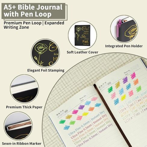 25 PCS Bible Study Supplies Kit, Large Capacity Canvas Tote Bag for Women Organizer, Bible Highlighters and Quick Dry Pens No Bleed Through, Notebook Bible Tabs Cross Bookmark Journaling Accessories in Saudi Arabia