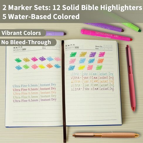 25 PCS Bible Study Supplies Kit, Large Capacity Canvas Tote Bag for Women Organizer, Bible Highlighters and Quick Dry Pens No Bleed Through, Notebook Bible Tabs Cross Bookmark Journaling Accessories in Saudi Arabia