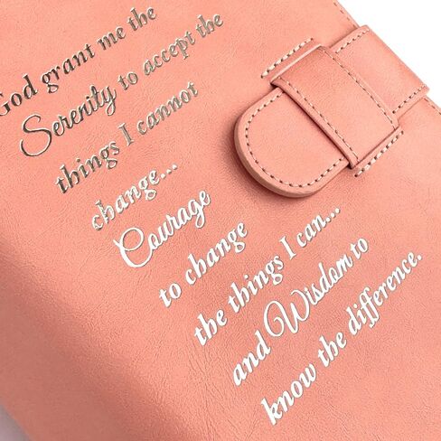Galileo® Double AA Big Book Cover & 12 Step و 12 Traditions | بو الجلود | حامل العملة | أغطية كتاب AA لـ Hardcover | هدية AA | مدمني الكحول مجهول (صلاة الصفاء/خوخ الباستيل) in Kuwait