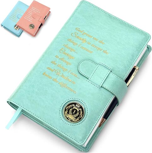Galileo® Double AA Big Book Cover & 12 Step و 12 Traditions | بو الجلود | حامل العملة | أغطية كتاب AA لـ Hardcover | هدية AA | مدمني الكحول مجهول (صلاة الصفاء/خوخ الباستيل) in Kuwait