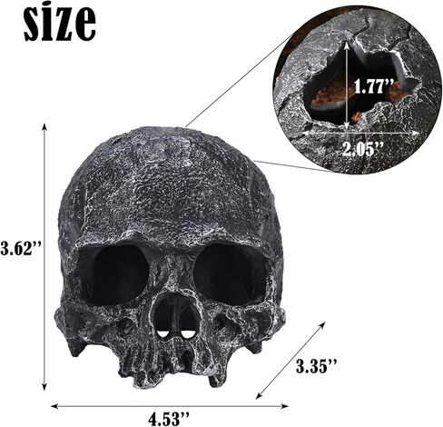 راتنج الزواحف مخبأ للدبابات ديكور جمجمة واقعية لتراريوم تيراريوم تزين هيكل عظمي يرتبات وكهوف لكرة الأسماك python axolotl tarantula in Kuwait