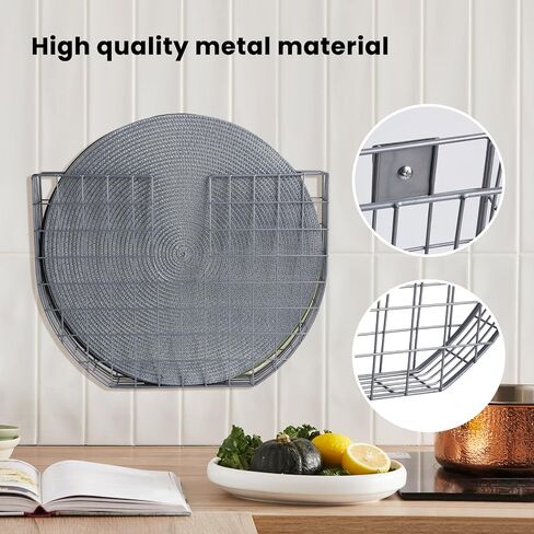 YeeBeny Placemat Holder, Placemat Pocket Wall File | Steel | Kitchen Organizer, Refrigerator Placemats Holder, Stainless steel-19.69×9.84×1.57inch in Saudi Arabia