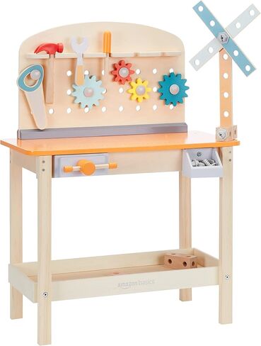 مجموعة أدوات ألعاب الأمازون الأساسيات و Workbench للأطفال الصغار ، مرحلة ما قبل المدرسة ، الأطفال الذين تتراوح أعمارهم بين 3 سنوات ، 36 سم D x 58 سم و × 77.9 سم ، متعدد الألوان ، متعدد الألوان in Saudi Arabia