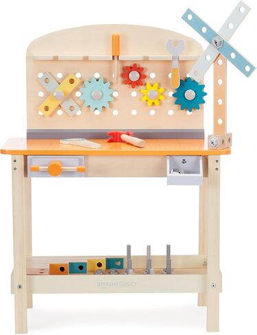 مجموعة أدوات ألعاب الأمازون الأساسيات و Workbench للأطفال الصغار ، مرحلة ما قبل المدرسة ، الأطفال الذين تتراوح أعمارهم بين 3 سنوات ، 36 سم D x 58 سم و × 77.9 سم ، متعدد الألوان ، متعدد الألوان in Saudi Arabia