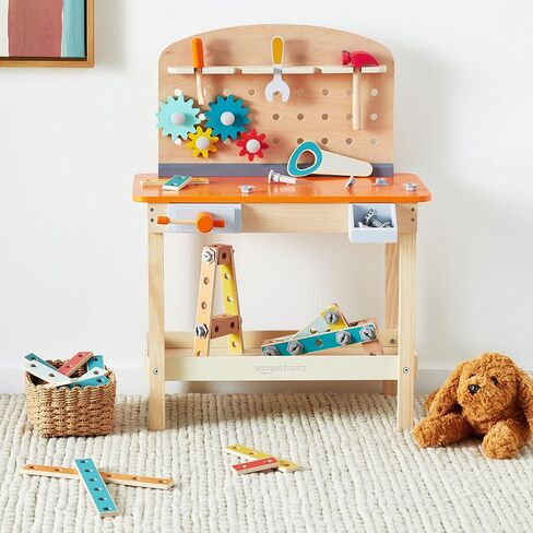 مجموعة أدوات ألعاب الأمازون الأساسيات و Workbench للأطفال الصغار ، مرحلة ما قبل المدرسة ، الأطفال الذين تتراوح أعمارهم بين 3 سنوات ، 36 سم D x 58 سم و × 77.9 سم ، متعدد الألوان ، متعدد الألوان in Saudi Arabia