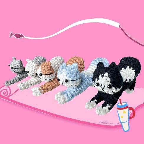 Chillfuzz Animal Crochet Kit Kit Kit Beginner Crochet Kit للبالغين والأطفال مع خطاف الغزل والتعليمات الإبداعية DIY Project Project Aquarium in Kuwait