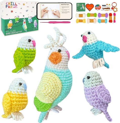 Chillfuzz Animal Crochet Kit Kit Kit Beginner Crochet Kit للبالغين والأطفال مع خطاف الغزل والتعليمات الإبداعية DIY Project Project Aquarium in Kuwait