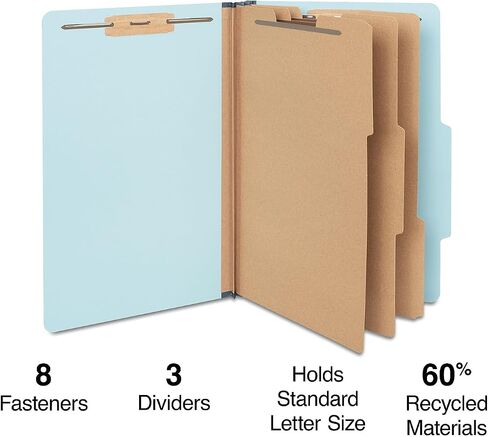 Staples Pressboard Consigification Folder ، 3-Diversers ، التوسع 3.5 بوصة ، حجم الرسالة ، الأزرق ، 40/Carton (ST614437/6144VS) in Saudi Arabia