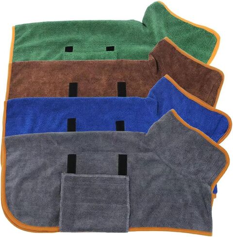 Dog Drying Coat Bathrobe Towel, Microfibre Material Fast Drying Super Absorbent Dog Bath Robe, Pet Quick Drying Moisture Absorbing with Adjustable Collar and Waist in Kuwait