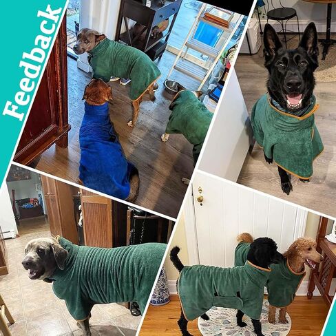 Dog Drying Coat Bathrobe Towel, Microfibre Material Fast Drying Super Absorbent Dog Bath Robe, Pet Quick Drying Moisture Absorbing with Adjustable Collar and Waist in Kuwait