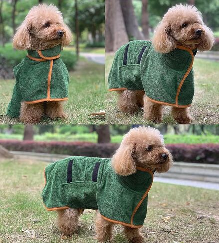 Dog Drying Coat Bathrobe Towel, Microfibre Material Fast Drying Super Absorbent Dog Bath Robe, Pet Quick Drying Moisture Absorbing with Adjustable Collar and Waist in Kuwait