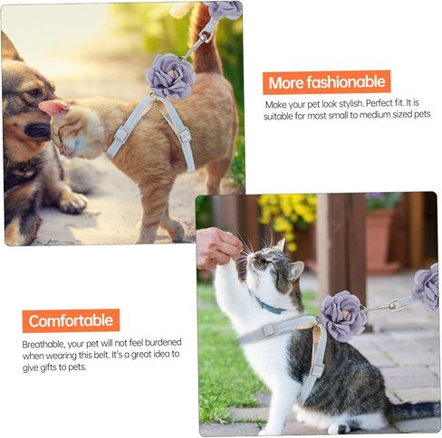 HEMOTON Cat Harness Traction Rope for Outdoor Walking Lightweight Cotton and Safe Pet Leash for Cats and Kittens Comfortable and Easy to Wear in Saudi Arabia