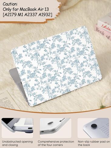 Seorsok متوافق مع MacBook Air 13 بوصة Case 2022 2021 2020-2018 إطلاق A1932 A2179 M1 A2337 معرف اللمس ، علبة قذيفة بلاستيكية بلاستيكية زهرة ملونة مع غطاء لوحة المفاتيح ، الأزهار الوردية in Saudi Arabia