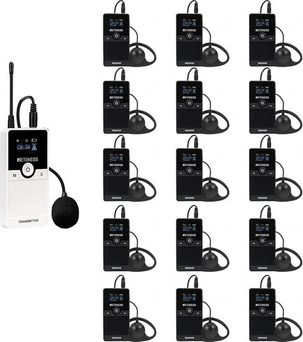 Retekess TT116 Wireless Audio Tour Guide System, Whisper Systems, One Key Mute, Noise Reduction, Wireless Plant Tour Headset for Factory, Manufacturing (1 Transmitter 10 Receivers) in Kuwait
