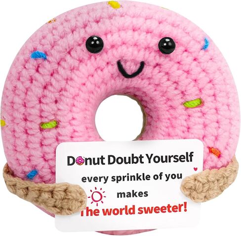 Crochet Positive Donut for Women Emotional Support Gift Cute Handmade Inspirational Encouragement Birthday Present for Friends Teen Girls Motivational Keepsake Cozy Adorable Decoration Ideal in Saudi Arabia