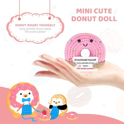 Crochet Positive Donut for Women Emotional Support Gift Cute Handmade Inspirational Encouragement Birthday Present for Friends Teen Girls Motivational Keepsake Cozy Adorable Decoration Ideal in Saudi Arabia