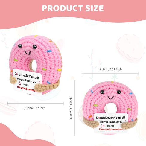 Crochet Positive Donut for Women Emotional Support Gift Cute Handmade Inspirational Encouragement Birthday Present for Friends Teen Girls Motivational Keepsake Cozy Adorable Decoration Ideal in Saudi Arabia