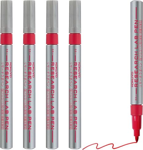KOKUYO Alcohol Resistant Laboratory Markers, 3 Black & 2 Red Permanent Freezer Lab Pens with 0.6mm Fine Point Tip, Designed for Industrial, Lab and Hospital Use, Japan Import in Saudi Arabia