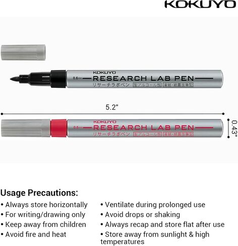 KOKUYO Alcohol Resistant Laboratory Markers, 3 Black & 2 Red Permanent Freezer Lab Pens with 0.6mm Fine Point Tip, Designed for Industrial, Lab and Hospital Use, Japan Import in Saudi Arabia