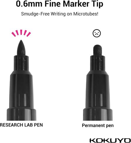 KOKUYO Alcohol Resistant Laboratory Markers, 3 Black & 2 Red Permanent Freezer Lab Pens with 0.6mm Fine Point Tip, Designed for Industrial, Lab and Hospital Use, Japan Import in Saudi Arabia