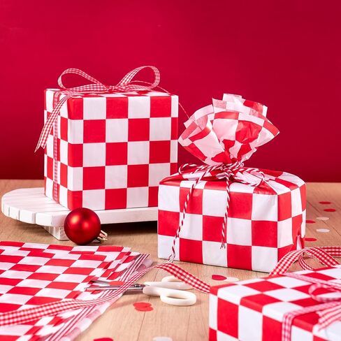 WRAPAHOLIC Checkered Tissue Paper - 60 Sheets 14 x 20 Inch Black and White Race Car Tissue Paper Bulk for Birthday Baby Shower Wedding Art Craft Party Favor Decoration in Saudi Arabia