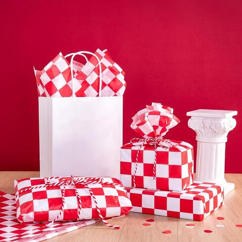 WRAPAHOLIC Checkered Tissue Paper - 60 Sheets 14 x 20 Inch Black and White Race Car Tissue Paper Bulk for Birthday Baby Shower Wedding Art Craft Party Favor Decoration in Saudi Arabia