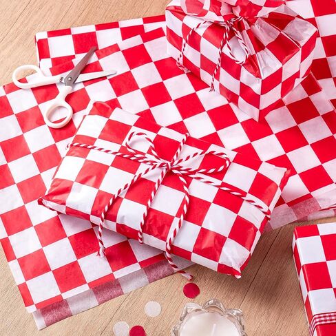 WRAPAHOLIC Checkered Tissue Paper - 60 Sheets 14 x 20 Inch Black and White Race Car Tissue Paper Bulk for Birthday Baby Shower Wedding Art Craft Party Favor Decoration in Saudi Arabia