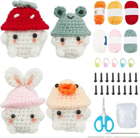 Origach 6 Sets Crochet Christmas Mushroom Baby with Hat Kit للمبتدئين ، مجموعة Crochet Crochet Diy للبالغين ، الكروشيه الكامل مع تعليمي خطوة بخطوة لزخارف حفلة عيد الميلاد in Saudi Arabia