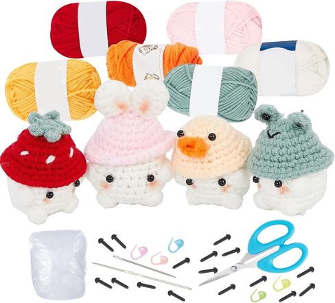 Origach 6 Sets Crochet Christmas Mushroom Baby with Hat Kit للمبتدئين ، مجموعة Crochet Crochet Diy للبالغين ، الكروشيه الكامل مع تعليمي خطوة بخطوة لزخارف حفلة عيد الميلاد in Saudi Arabia