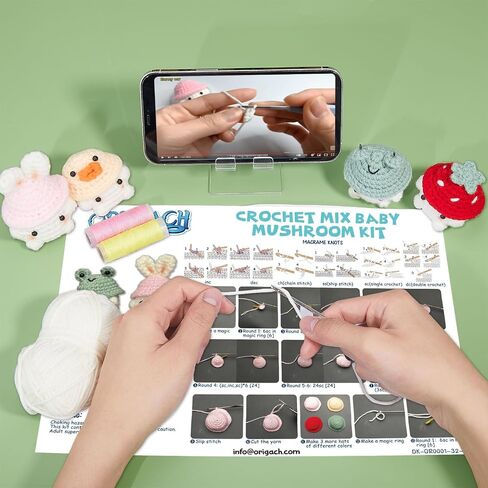 Origach 6 Sets Crochet Christmas Mushroom Baby with Hat Kit للمبتدئين ، مجموعة Crochet Crochet Diy للبالغين ، الكروشيه الكامل مع تعليمي خطوة بخطوة لزخارف حفلة عيد الميلاد in Saudi Arabia