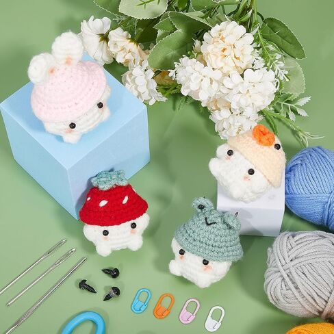 Origach 6 Sets Crochet Christmas Mushroom Baby with Hat Kit للمبتدئين ، مجموعة Crochet Crochet Diy للبالغين ، الكروشيه الكامل مع تعليمي خطوة بخطوة لزخارف حفلة عيد الميلاد in Saudi Arabia