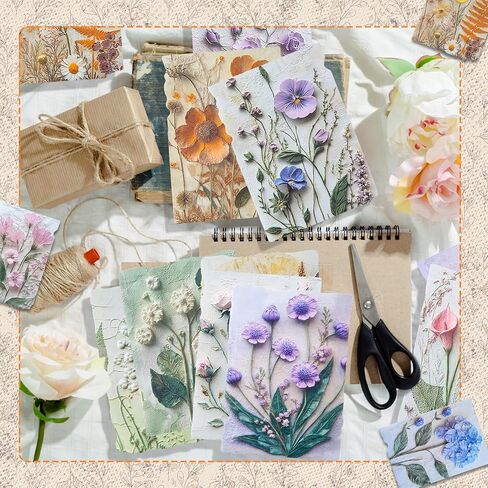 138 PCS Vintage Floral Scrapbook Paper Paper Printed Rice Paper Journaling Scrapbooking Supplies Kit CHESS تشمل 6 أنماط زهرية لـ Vintage Crafts DIY Art Card Planner Journer in Saudi Arabia